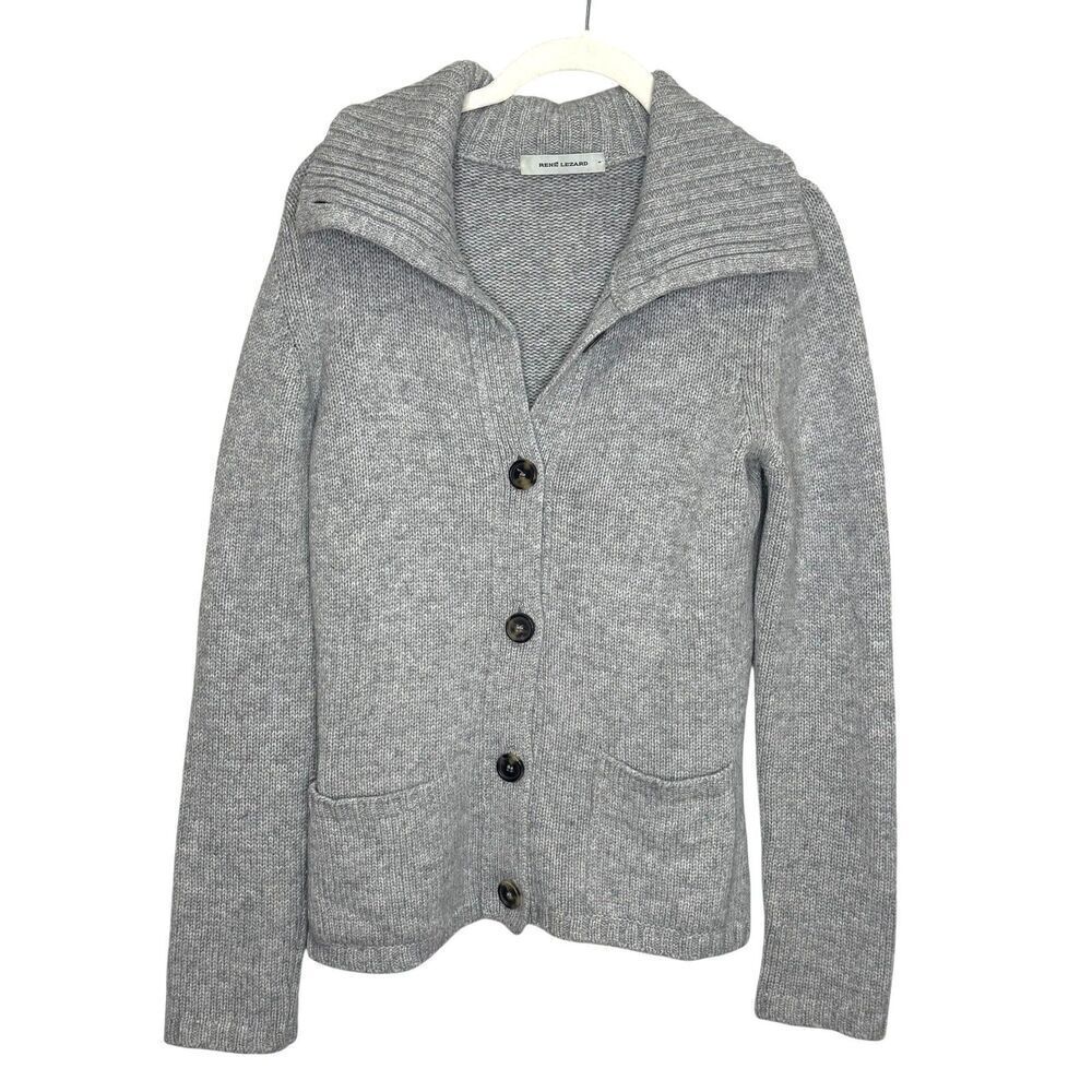 Rene Lezard Sweater Womens Small Button Front Merino Silk Cashmere Made Italy